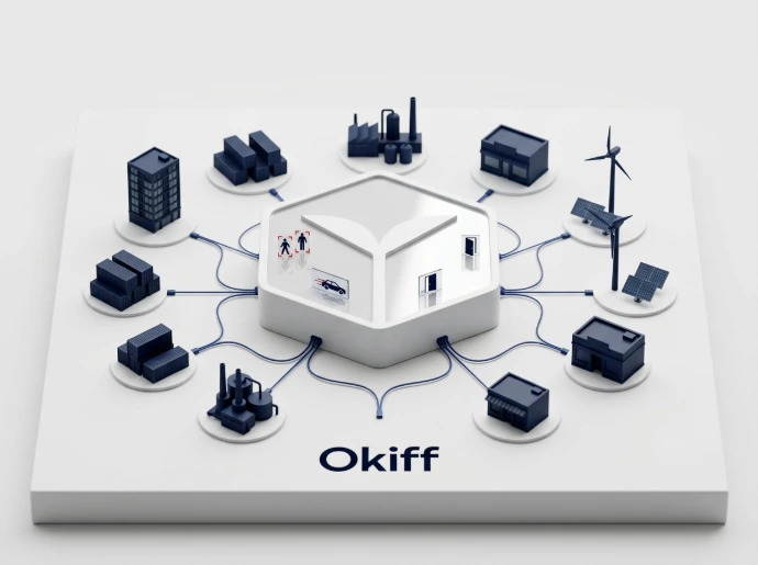 A miniature smart campus layout mapping real-time perimeter alert detection markers.