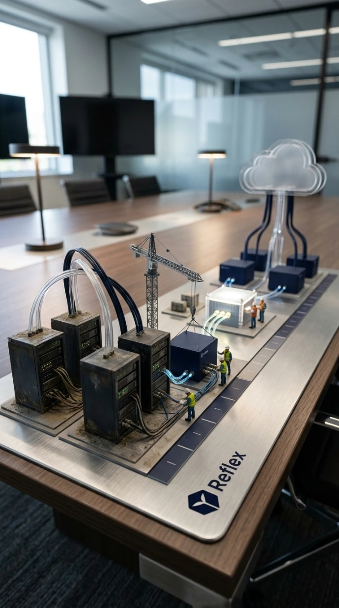 Physical NVR and surveillance server hardware modules resting on a clean laboratory workbench.